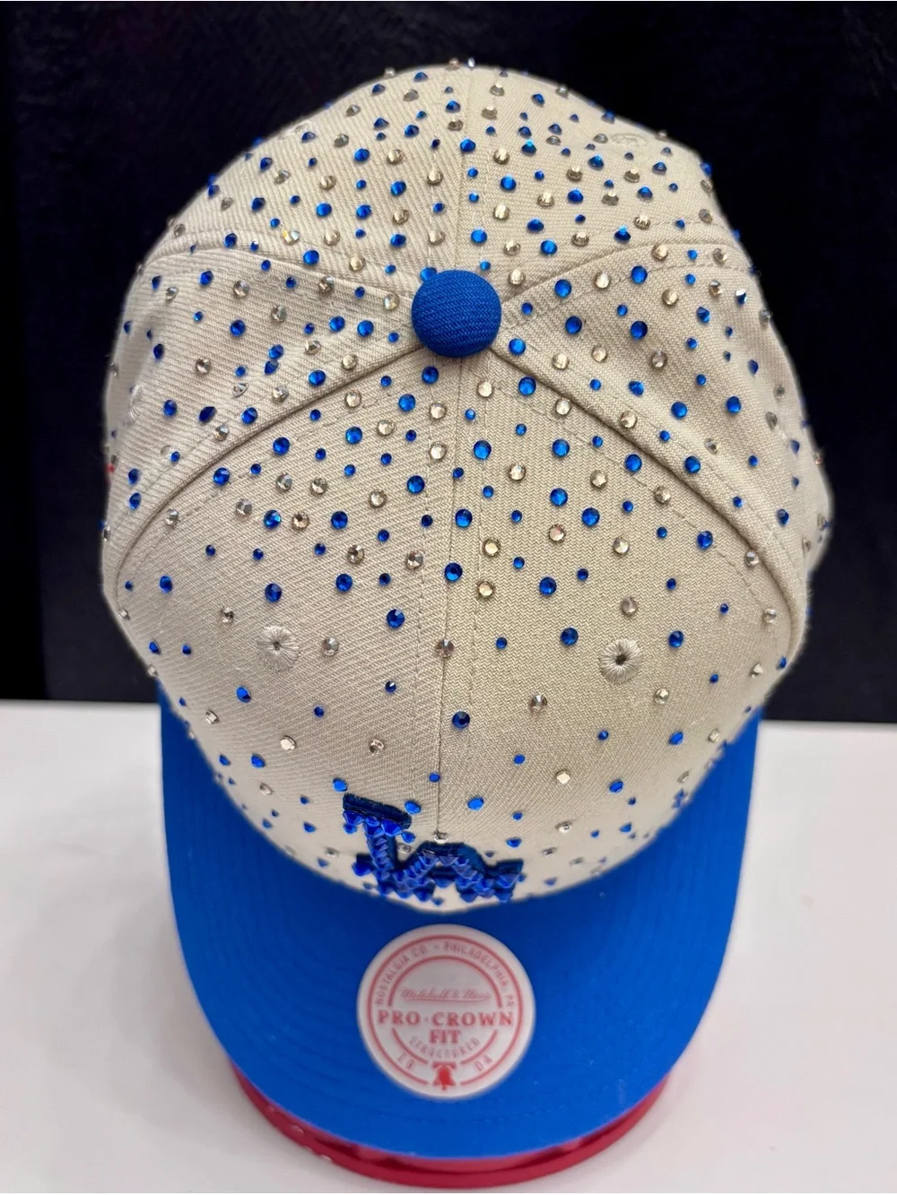 Mitchell & Ness  LA Dodgers hand Crystaled-Embellished Baseball Cap